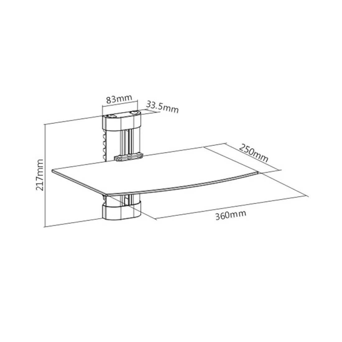 Настенный кронштейн для DVD, Brateck, DVD-291, 360х250мм., Нагрузка 8 кг., Чёрный — изображение 2