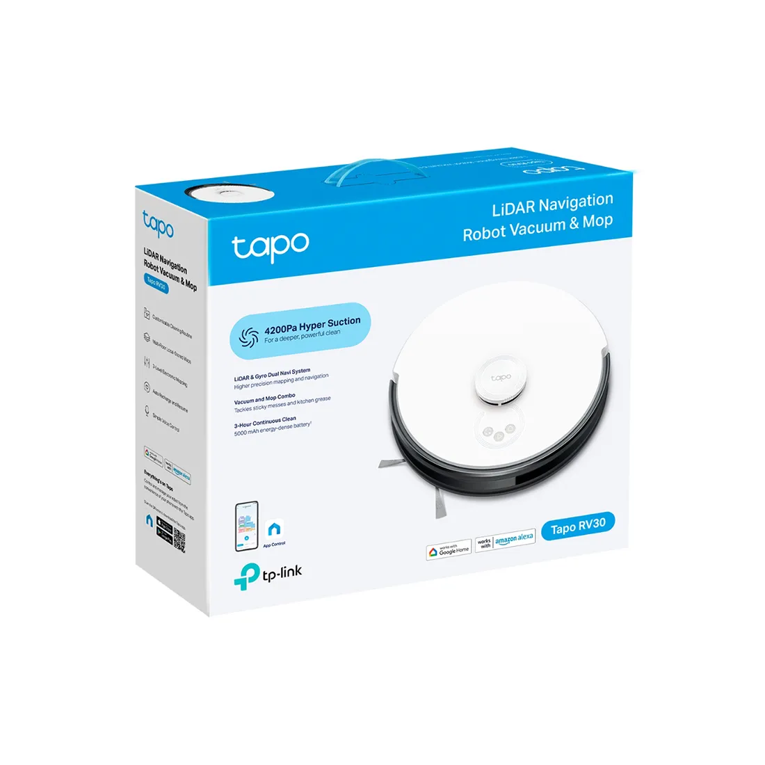 Робот-пылесос TP-Link Tapo RV30 с влажной уборкой и датчиком LiDAR — изображение 3