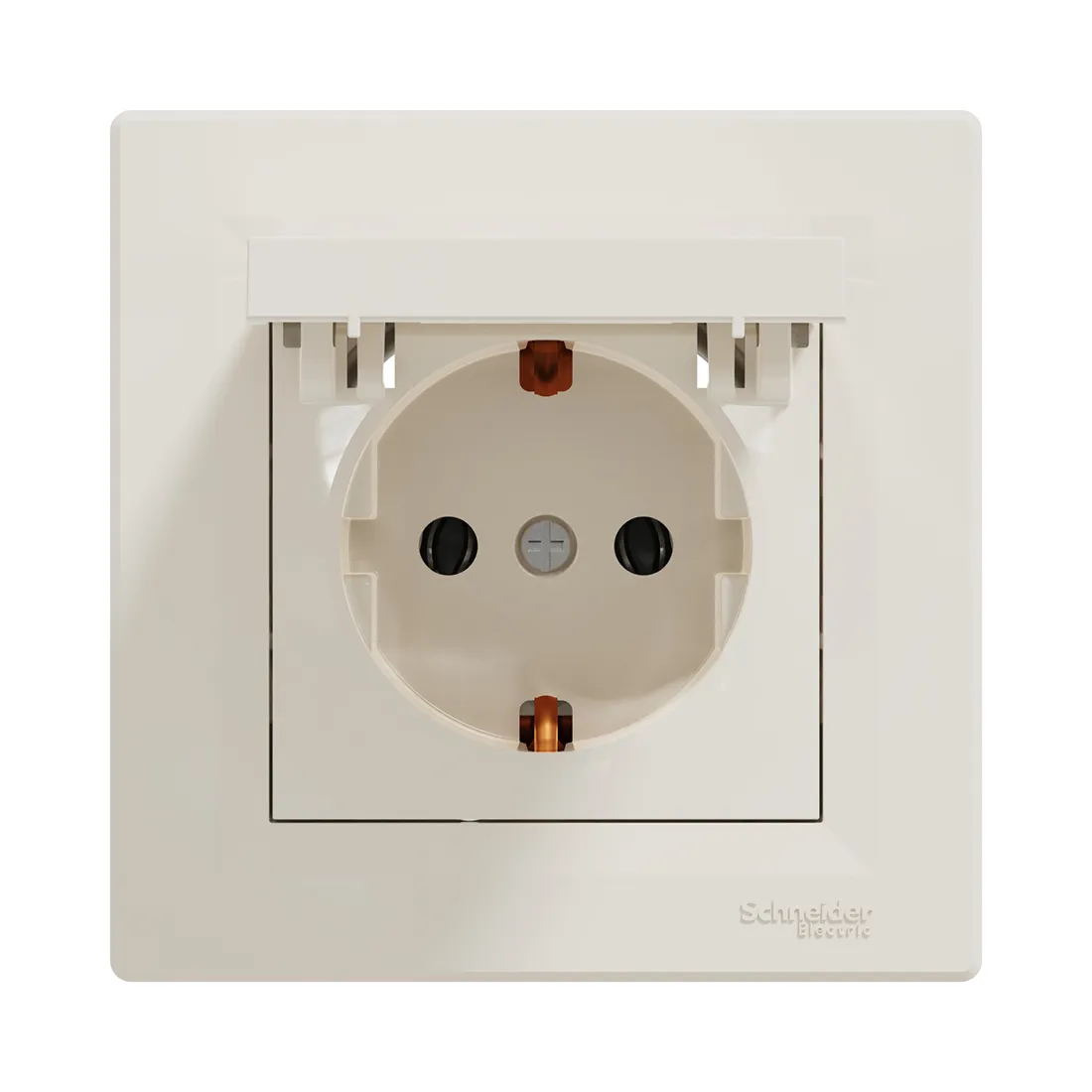 Розетка с заземлением SE EPH3100123 Asfora 16А с крышкой в сборе винт. клеммы кремовый — изображение 2