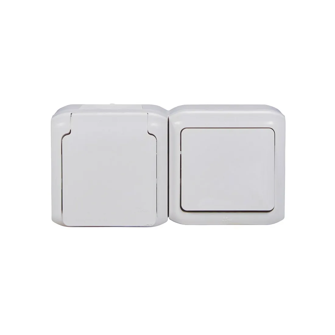 Выключатель с крышкой + Розетка Legrand Forix 16A 250В IP44 накладной белый — изображение 3