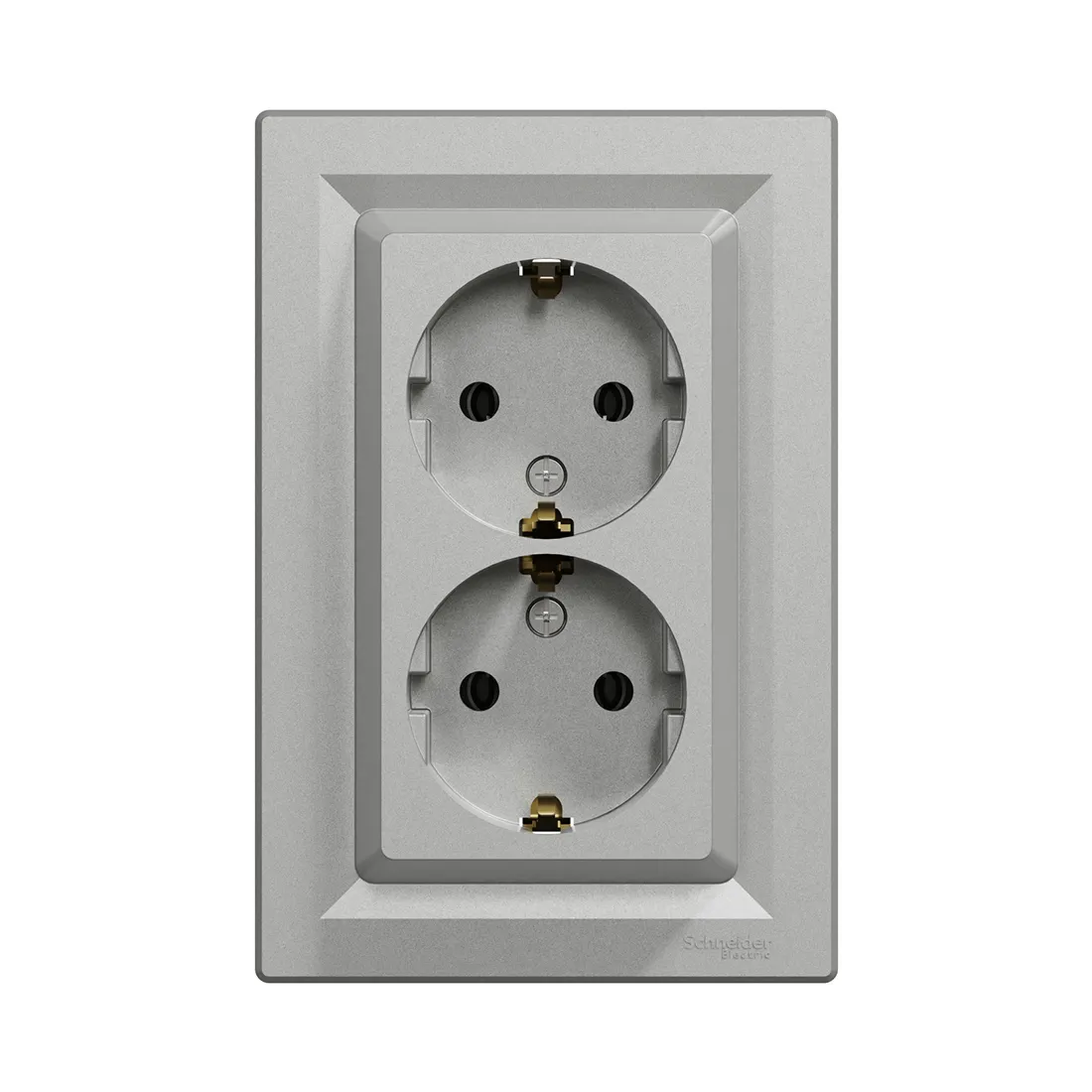 Розетка двойная SE EPH9900161 Asfora с заземлением в сборе винтовой алюминий — изображение 2