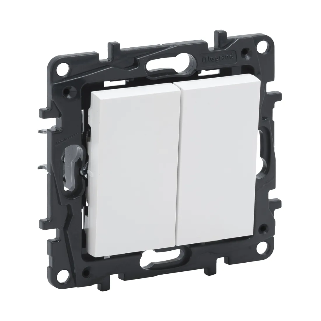 Переключатель двухклавишный Niloe Step 10А авт.клеммы Белый