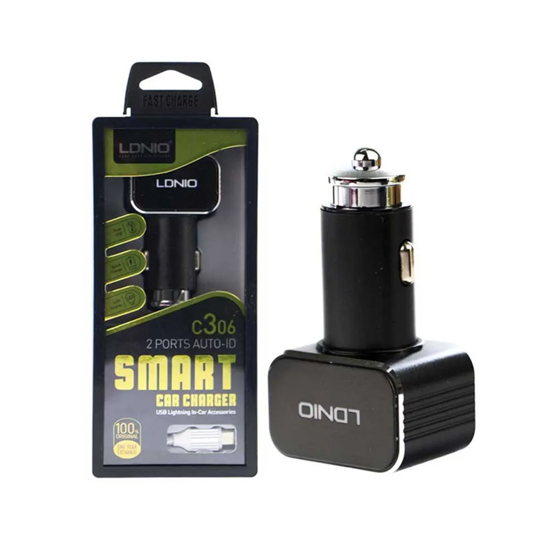 Автомобильное зарядное устройство LDNIO C306 2*USB-A 18W 5V-3.6A Auto Type-C Чёрный — изображение 3