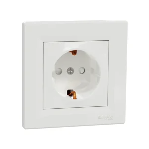 Розетка с заземлением со шторками SE EPH2900221 Asfora 16А в сборе винт. клеммы белый