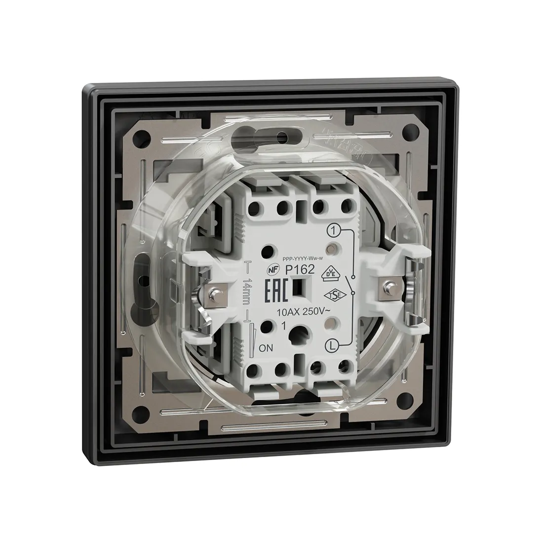 Выключатель одноклавишный SE EPH0100271 Asfora 10AX IP44 в сборе антрацит — изображение 3