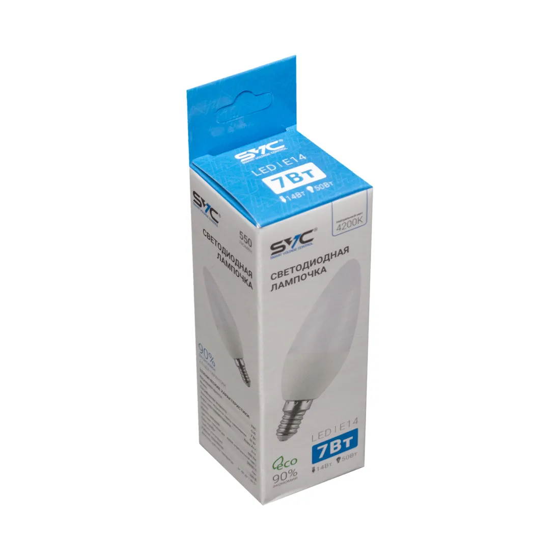 Эл. лампа светодиодная SVC LED C35-7W-E14-4200K, Нейтральный — изображение 2