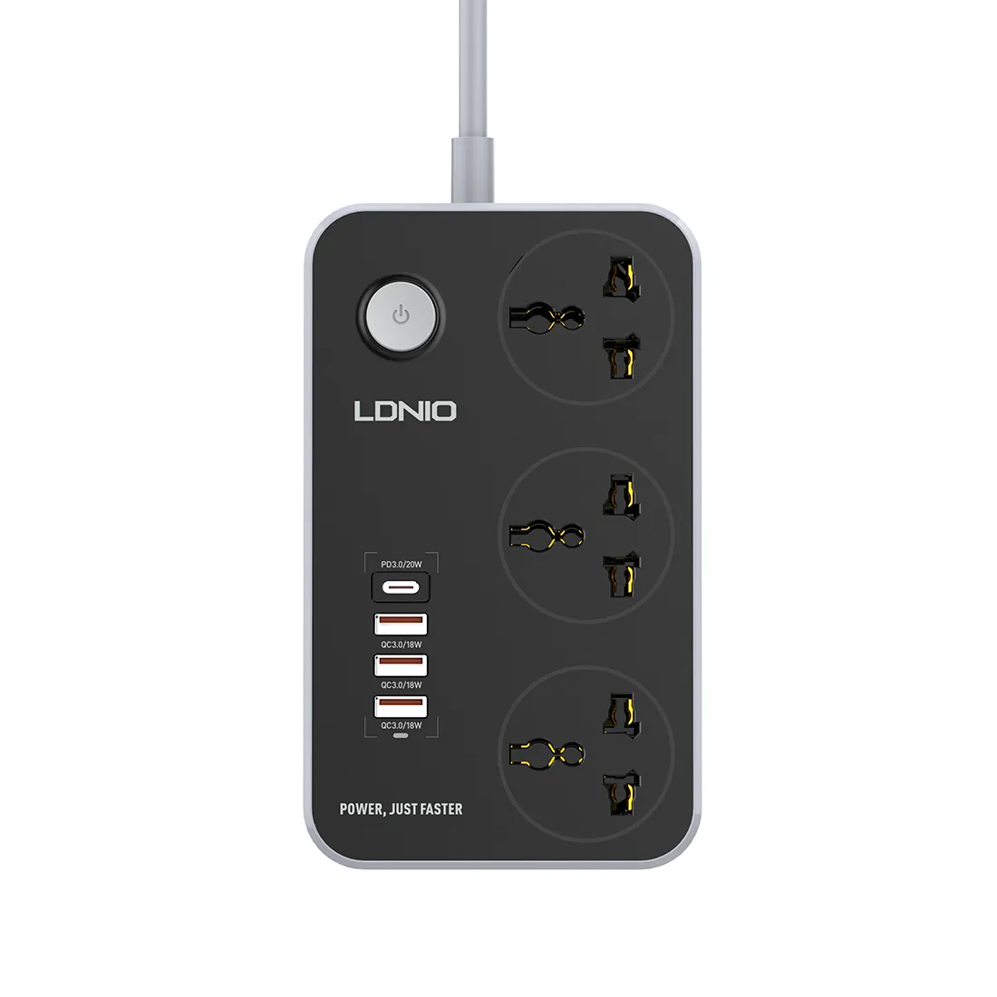 Сетевой фильтр LDNIO Universal SC3412 3 розетки 1*USB-C 12V-1.67A 3*USB 5V/3.4A Портов 2м — изображение 2