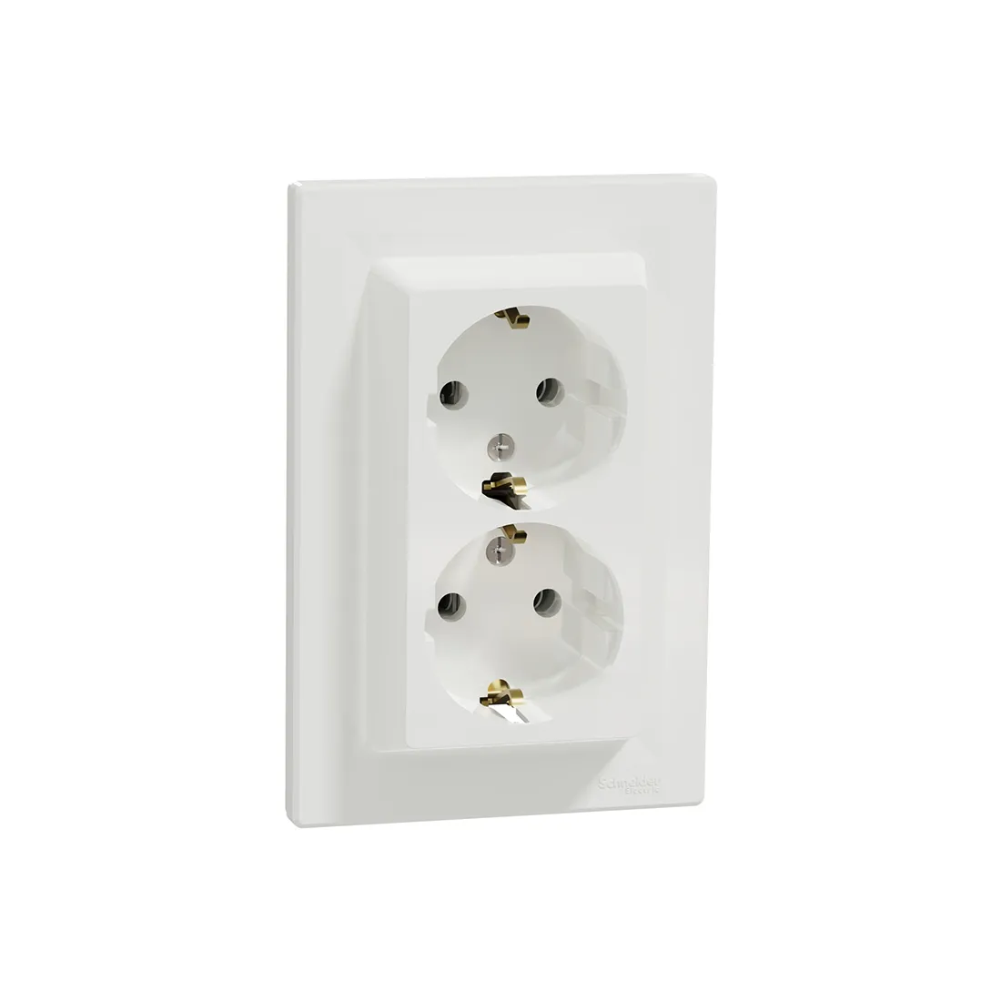 Розетка двойная SE EPH9900121 Asfora с заземлением в сборе вин.клеммы белая