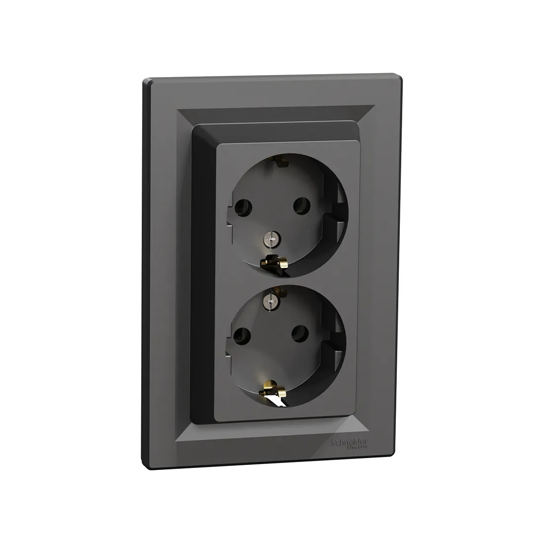 Розетка двойная SE EPH9900171 Asfora с заземлением в сборе вин.клеммы антрацит — изображение 2
