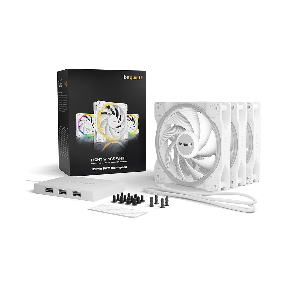 Вентилятор для компьютерного корпуса Bequiet! Light Wings 120mm PWM high-speed Triple-Pack White — изображение 3