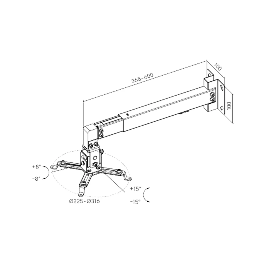 Кронштейн настенный Brateck PRB-2W Черный — изображение 2