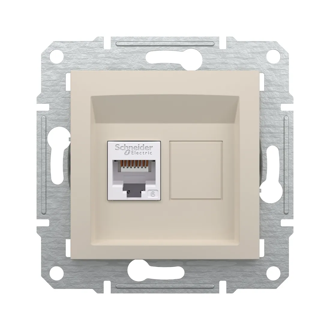 Розетка компьютерная SE EPH4770123 Asfora RJ45 кат. 6 механизм кремовый — изображение 2
