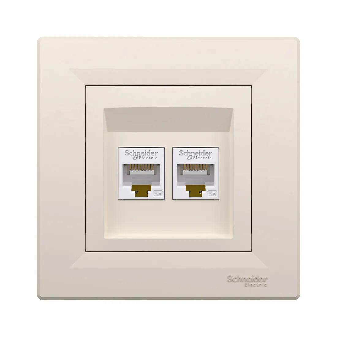 Розетка двойная компьютерная SE EPH4400123 Asfora RJ45 в сборе кремовый — изображение 2