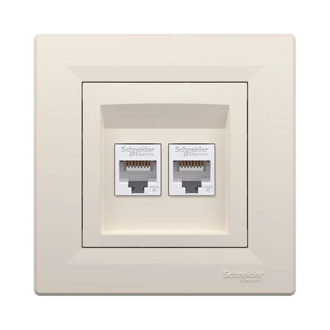 Розетка двойная компьютерная SE EPH4800123 Asfora RJ45 кат. 6 в сборе кремовый — изображение 2