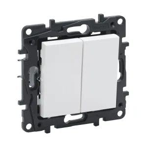 Переключатель двухклавишный Niloe Step 10А авт.клеммы Белый