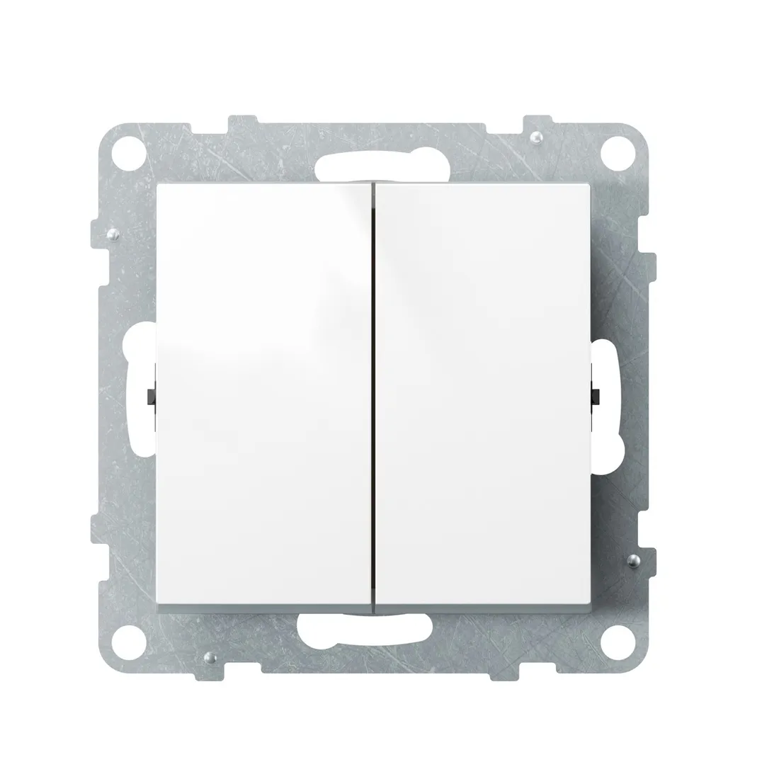 Переключатель двухклавишный Suno 10А 250В безвинт.зажим Белый — изображение 2