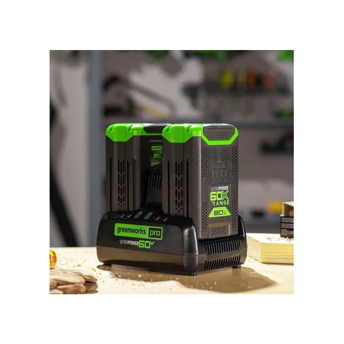 Быстрое зарядное устройство для двух аккумуляторов Greenworks 2954407 60V 10А — изображение 3