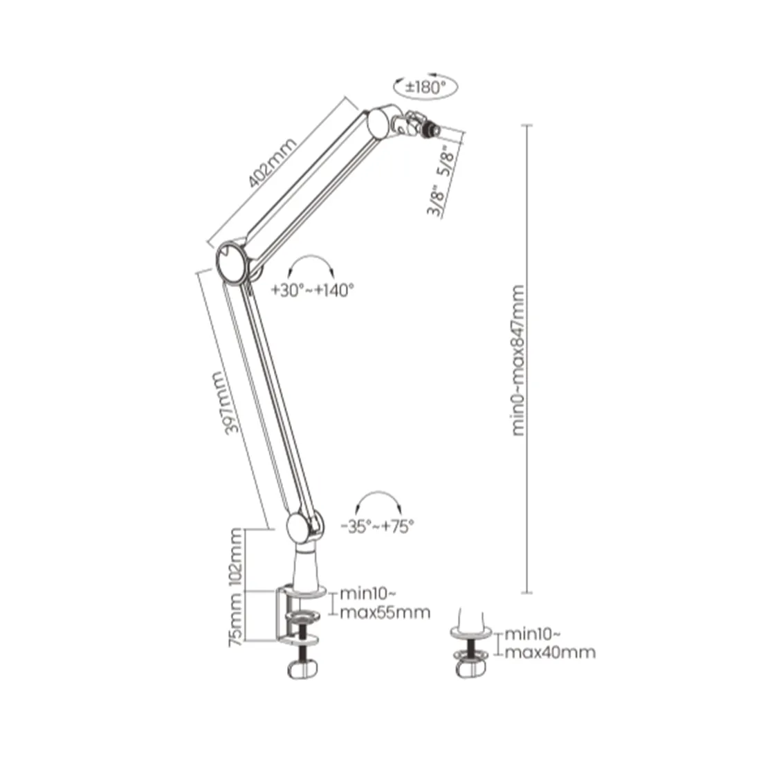 Пантограф (стойка) для микрофона Brateck MDS13-1 — изображение 2