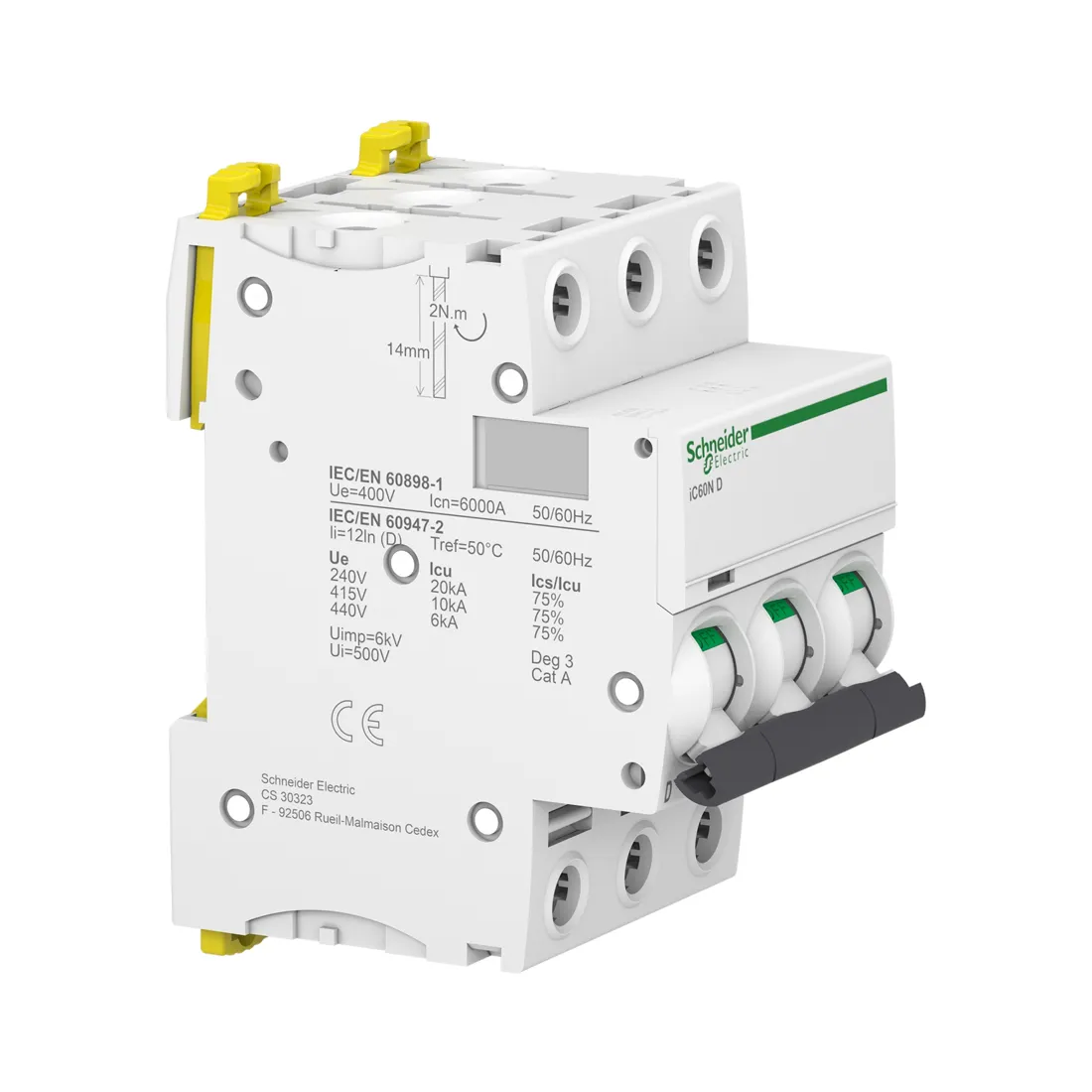 Автоматический выключатель SE A9F75316 Acti9 iC60N 3P 16А D 6 kA — изображение 3