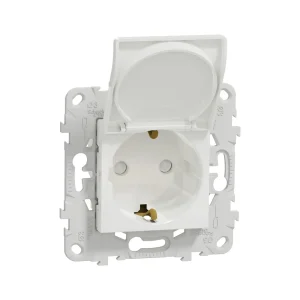 Розетка с заземлением SE NU503718TA Unica New с/штор с/кр IP21 белый