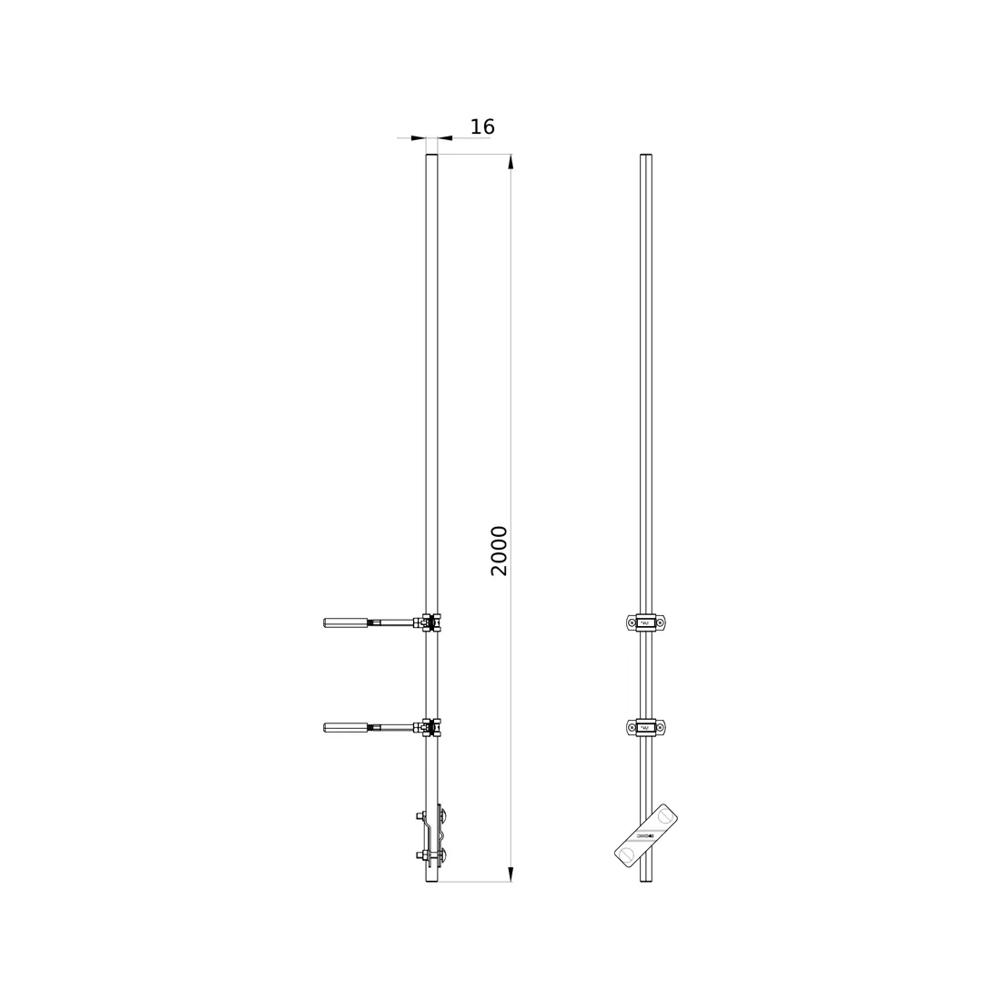Молниеприемник с держателями 2000 мм DKC NL7200 Алюминий — изображение 3