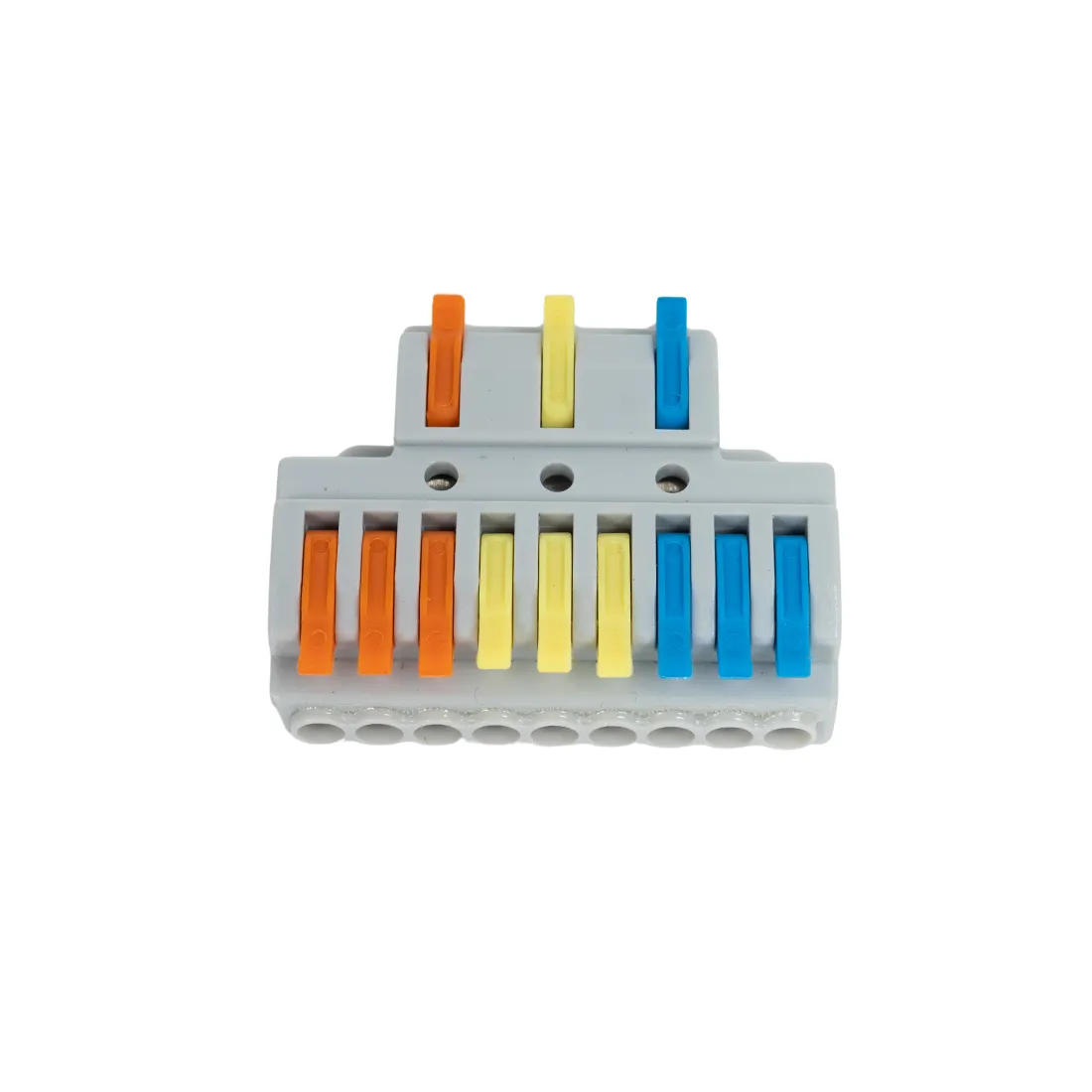 Клемма Deluxe 222-439 (0,08-4,0мм 32А) 3 конт.группы 1 ввод 3 вывода — изображение 2