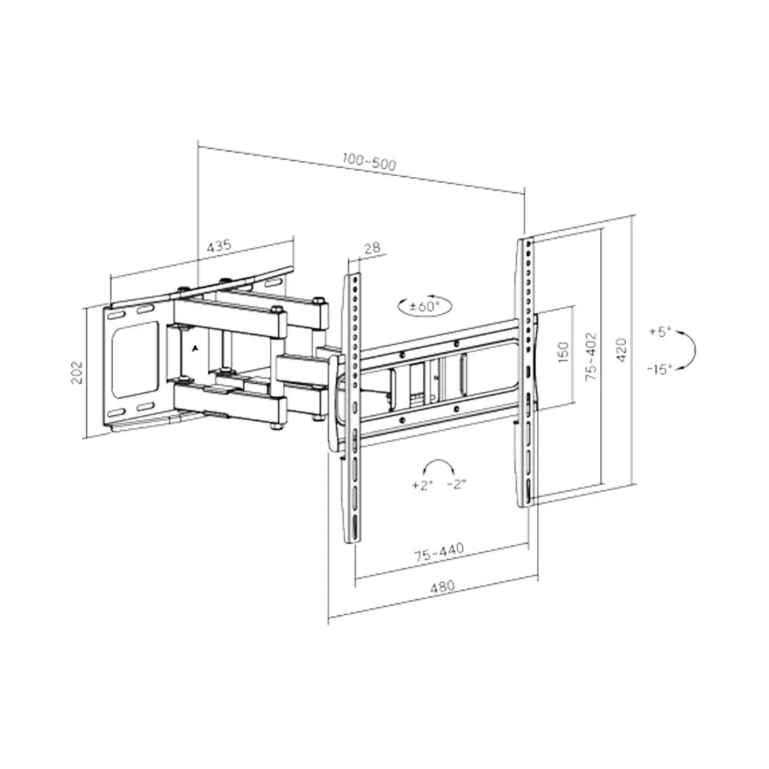 Кронштейн XG FMWA-3275 для ТВ и мониторов 32"-75" — изображение 3