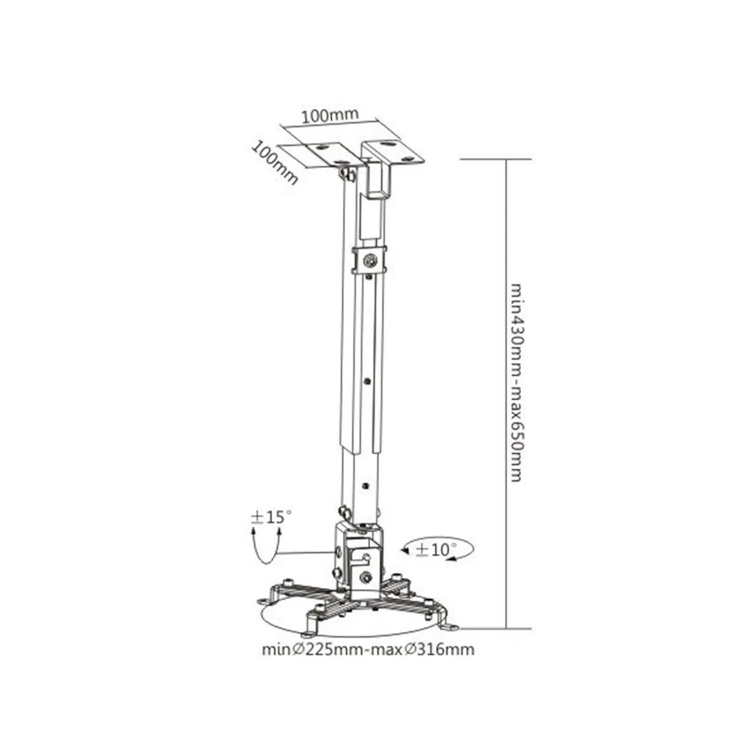 Кронштейн потолочный Brateck PRB-2 Белый — изображение 2