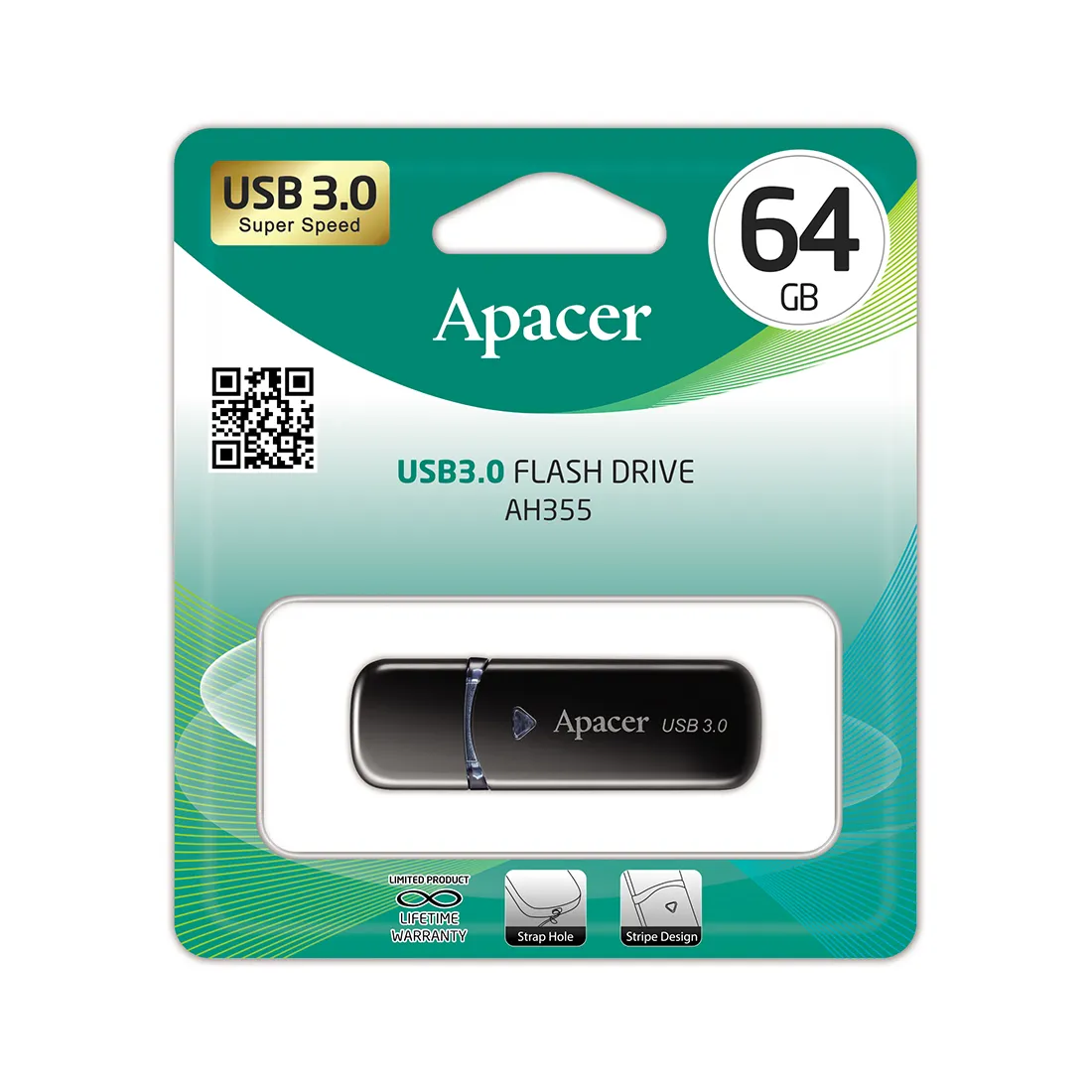 USB-накопитель Apacer AH355 64GB Чёрный — изображение 2