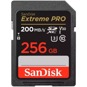 SANDISK Extreme PRO 256GB SDXC Memory Card + 2 years RescuePRO Deluxe up to 200MB/s & 140MB/s Read/Write speeds, UHS-I, Class 10, U3, V30