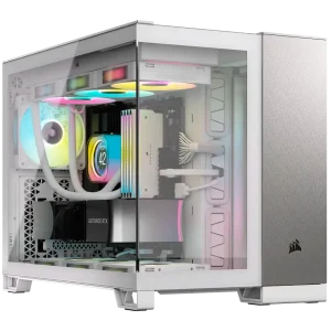 CORSAIR 2500X Micro ATX Dual Chamber PC Case - White/Satin Gray Aluminum