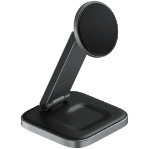 SATECHI 2-in-1 Foldable Qi2 Wireless Charging Stand (Space Gray)