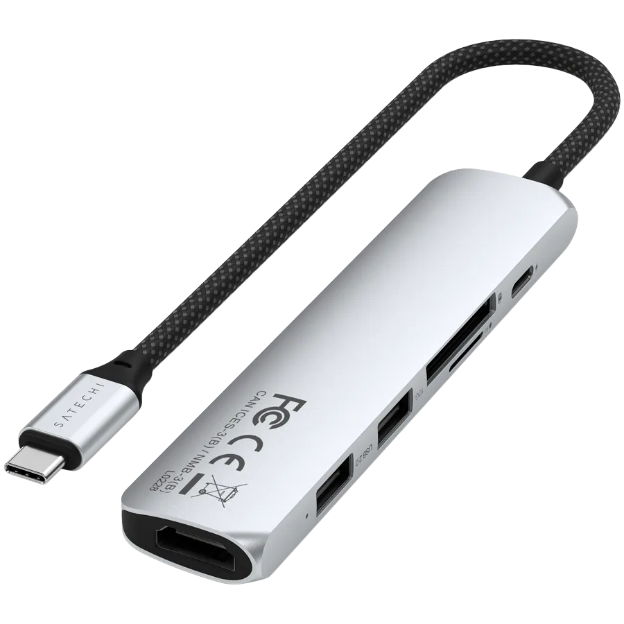 SATECHI 6-in-1 USB-C Slim Multiport Adapter (Silver) — изображение 3