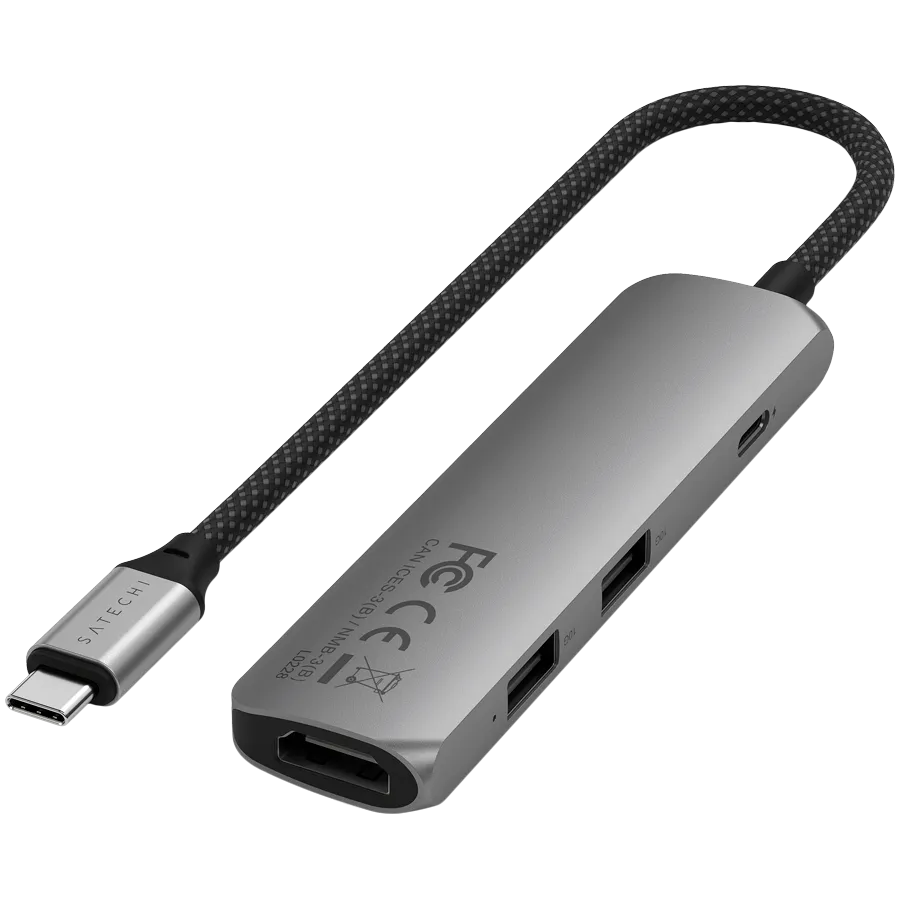 SATECHI 4-in-1 USB-C Slim Multiport Adapter 4K (Space Grey) — изображение 3