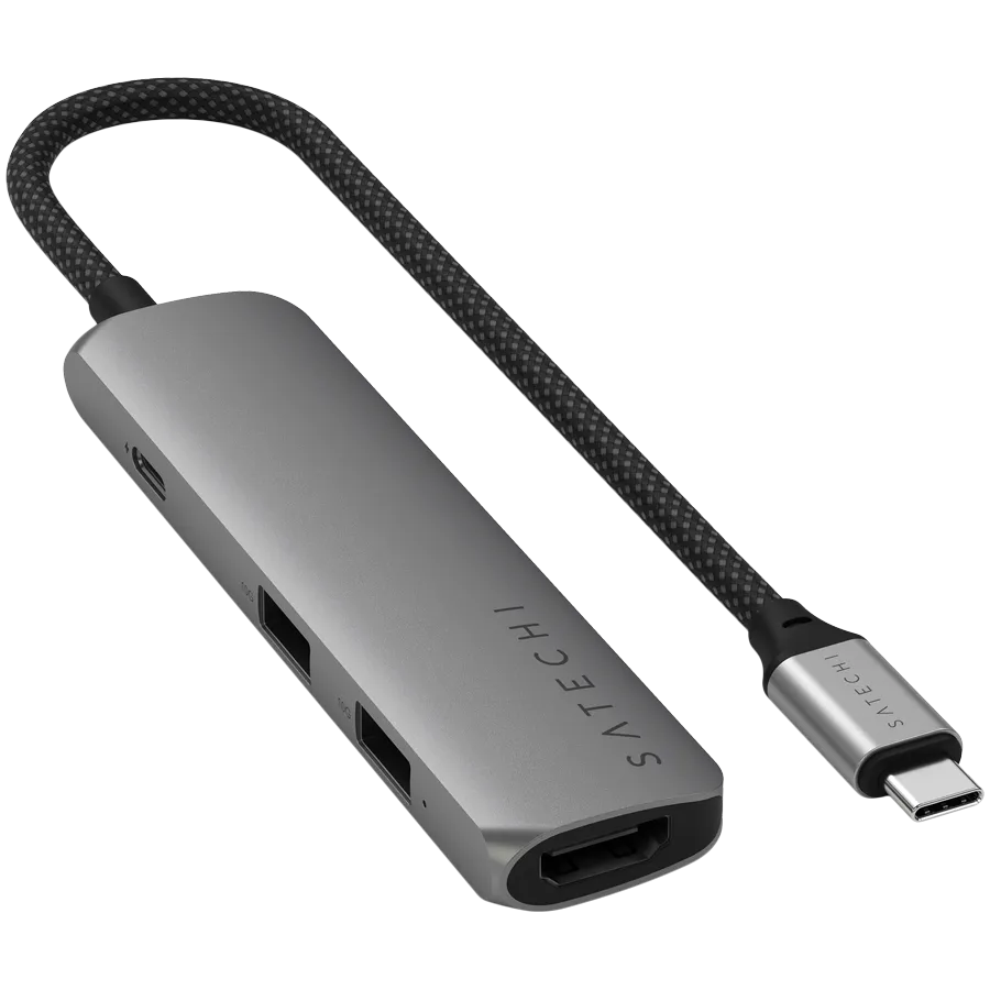 SATECHI 4-in-1 USB-C Slim Multiport Adapter 4K (Space Grey) — изображение 2