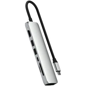 SATECHI 7-in-1 USB-C Slim Multiport Adapter with Ethernet (Silver)