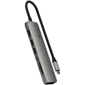 SATECHI 7-in-1 USB-C Slim Multiport Adapter with Ethernet (Space Grey)