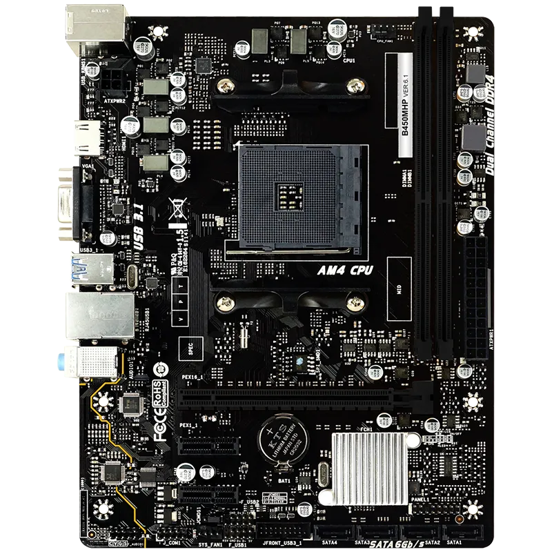 BIOSTAR MB B450 AM4 2 x DDR4 4 x SATA II 1 x VGA Port 1 x HDMI Port 1 x LAN port Micro ATX — изображение 2
