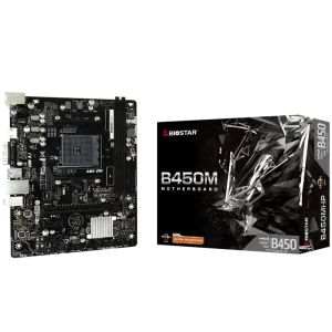BIOSTAR MB B450 AM4 2 x DDR4 4 x SATA II 1 x VGA Port 1 x HDMI Port 1 x LAN port Micro ATX