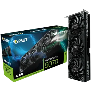 PALIT GeForce RTX 5070 Infinity 3 12GB GDDR7 192 bit, 1x HDMI 2.1b, 3x DP 2.1b, 3 Fan, 1x 16-pin pwr connector, 650W, board size 291.9 x 116.6 x 41.3 mm, NE75070019K9-GB2050S