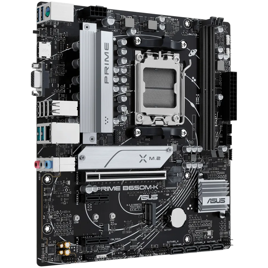 ASUS Main Board Desktop Socket AM5 AMD B650 Chipset 2 x DIMM, Max. 96GB, DDR5 1 x VGA port 1 x HDMI 2 x M.2 slots 4 x SATA micro-ATX Form Factor — изображение 2