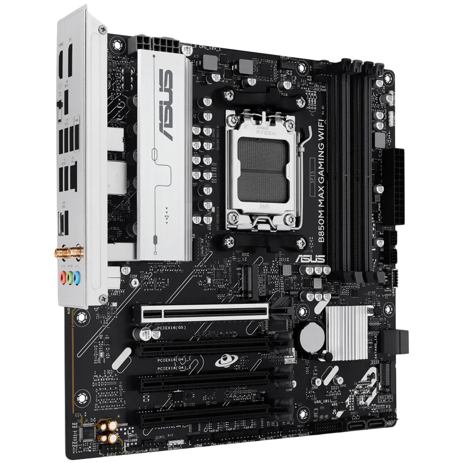 ASUS Main Board Desktop AMD Socket AM5 AMD B850 Chipset 4 x DIMM slots, max. 256GB 1 x DisplayPort 1 x HDMI port 1 x Wi-Fi module 3 x M.2 slots 4 x SATA ATX Form Factor — изображение 2