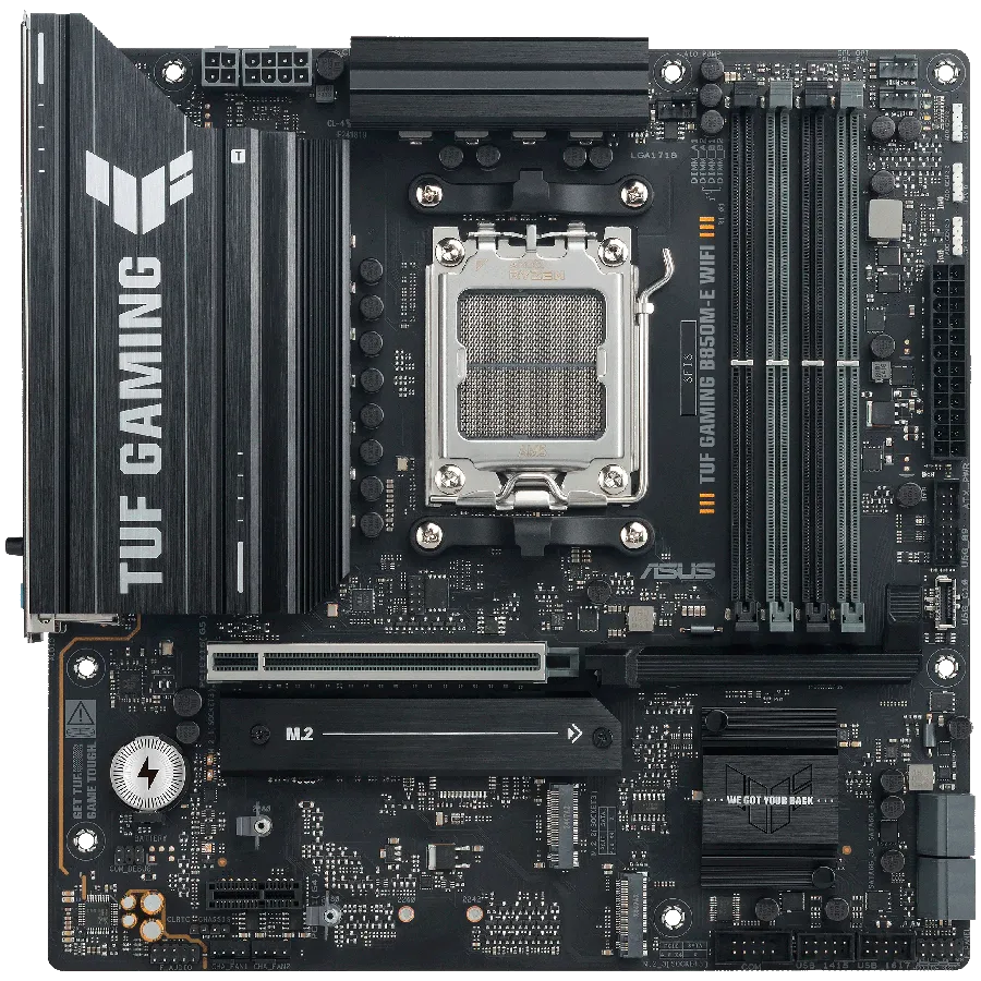 ASUS Main Board Desktop AMD Socket AM5 AMD B850 Chipset 4 x DIMM slots, max. 256GB, DDR5 1 x DisplayPort1 x HDMI port 1 x Wi-Fi module 3 x M.2 slots 4 x SATA ATX Form Factor