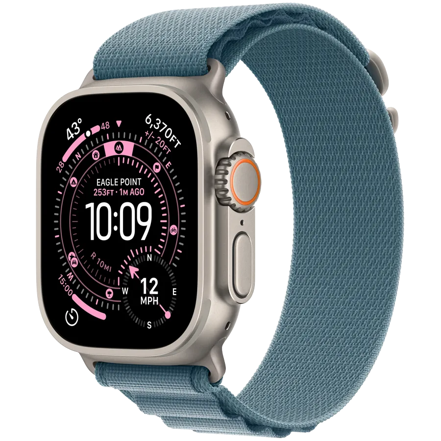 Apple Watch Ultra 3 GPS + Cellular 49mm Natural Titanium Case with Light Blue Alpine Loop - Medium,Model A3281