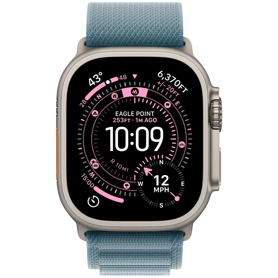 Apple Watch Ultra 3 GPS + Cellular 49mm Natural Titanium Case with Light Blue Alpine Loop - Medium,Model A3281 — изображение 2