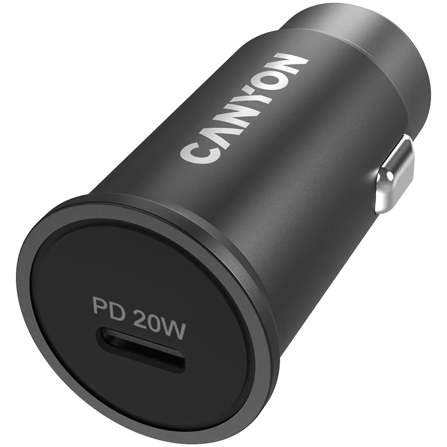 Canyon C-20, PD 20W Pocket size car charger, input: DC12V-24V, output: PD20W, support iPhone12 PD fast charging, Compliant with CE RoHs , Size: 50.6*23.4*23.4, 18g, Black — изображение 3