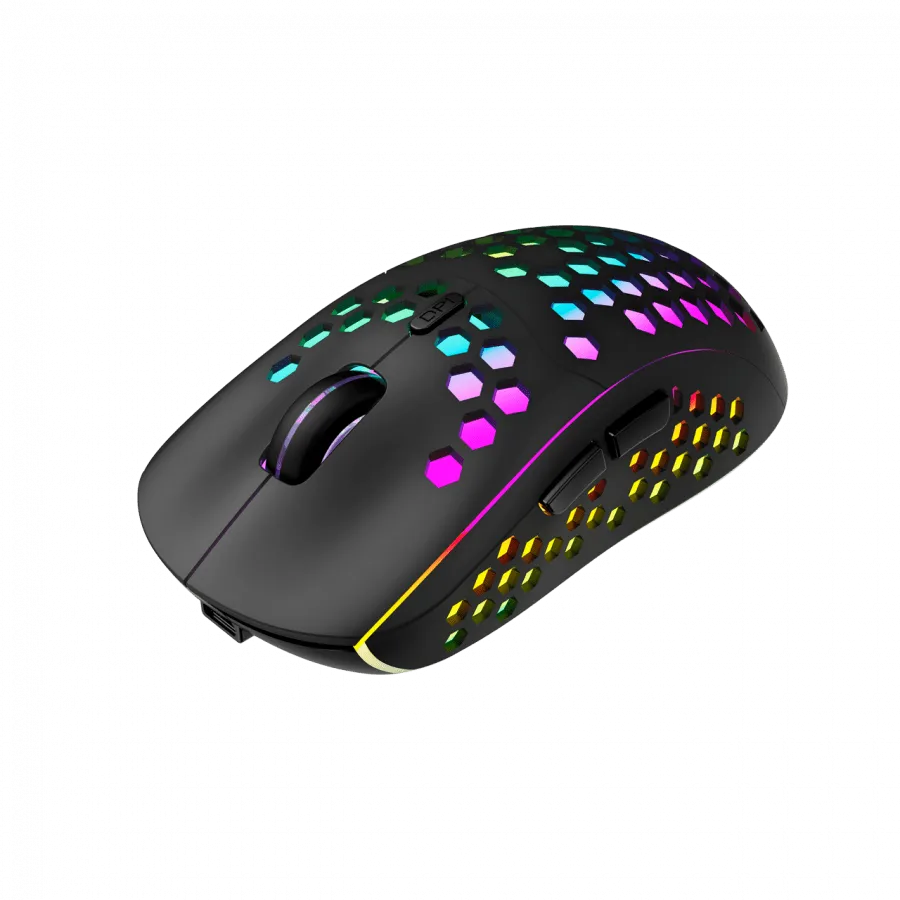 Canyon 7keys Gaming 2.4G wireless mouse, KA8 sensor, DPI up to 1600, rubber coating on panel, Huano 1million switch, 45cm PVC cable, ABS material. 400mAh battery, size: 125.8*63.7*41mm, weight: 95g, Black — изображение 2
