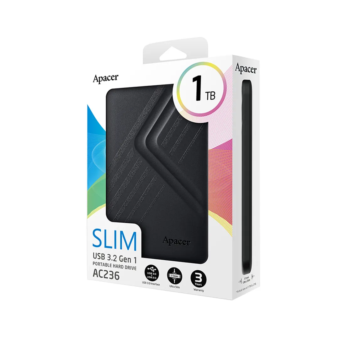 Внешний жёсткий диск Apacer 1TB 2.5" AC236 Чёрный — изображение 2