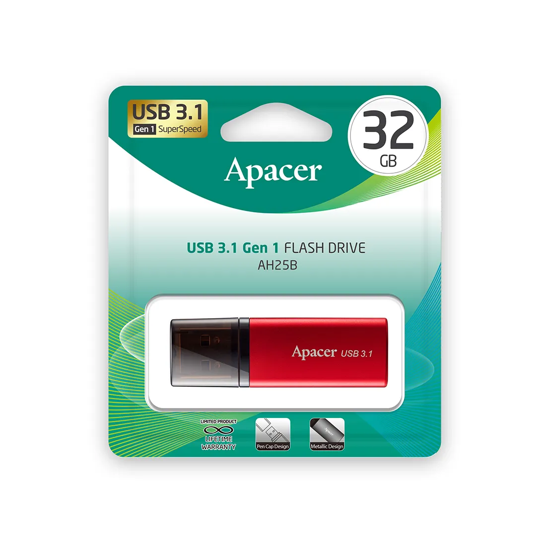 USB-накопитель Apacer AH25B 32GB Красный — изображение 3
