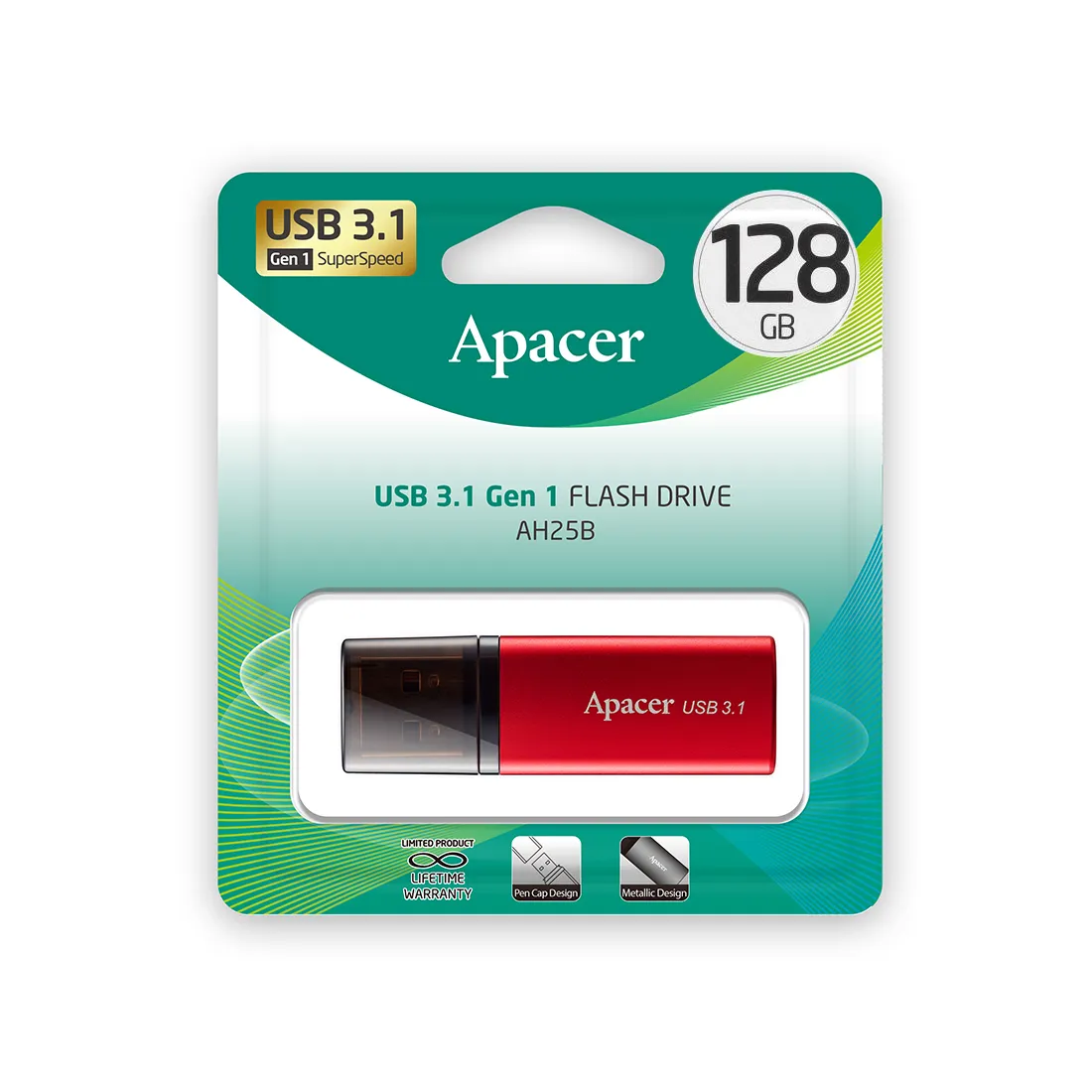 USB-накопитель Apacer AH25B 128GB Красный — изображение 3